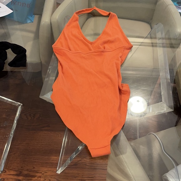 Forever 21 Orange Halter no back bodysuit medium - Picture 3 of 3